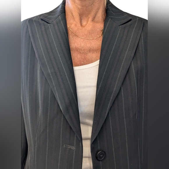 Cinzia Rocca Italian Wool Pinstripe Blazer Black Gray Women’s Size 12 - Picture 7 of 13